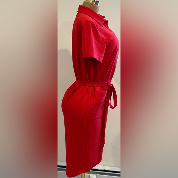 Rachel Parcell Barbados Red Midi Short Sleeves Button Down. Tie In Front Sz M. - Picture 5 of 16